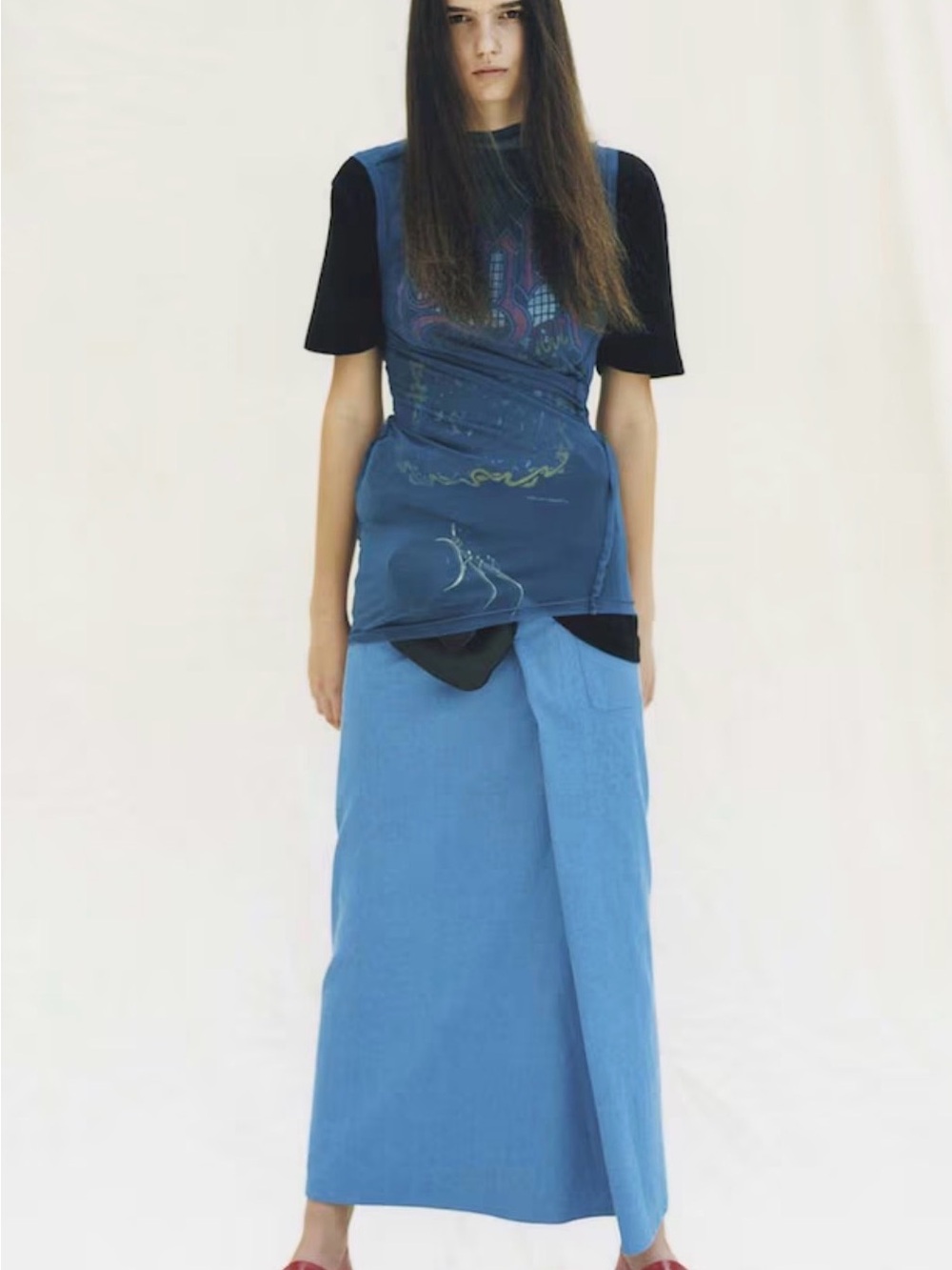 Y's by Yohji Yamamoto Novelty Blue Mesh Top